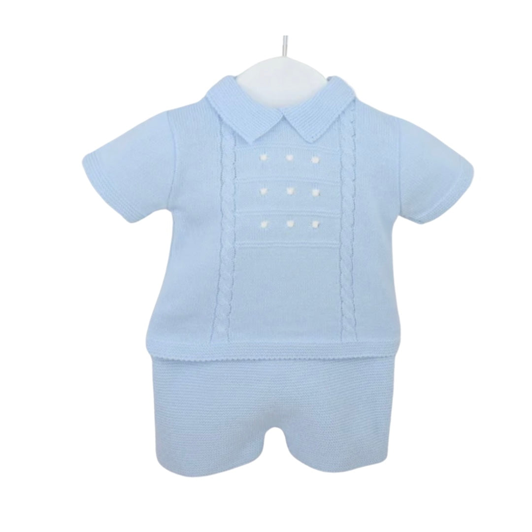 Gorgeous fine gauge pastel blue knit set