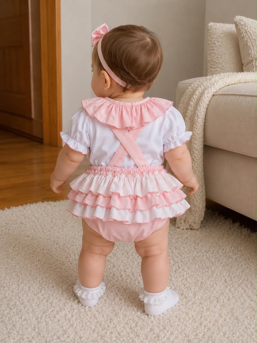 Pink Frill Romper Set