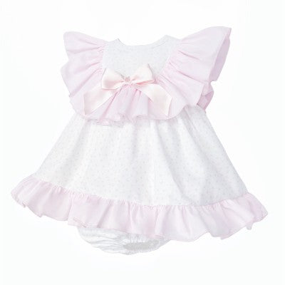 White & Pink dress and pants Set