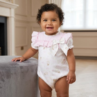 Girls White Teddy cloud romper