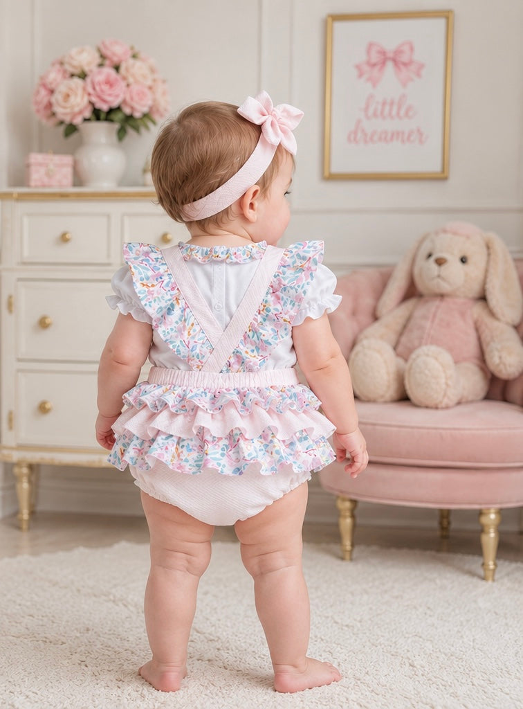 Pink Floral romper Set