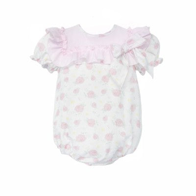 White and Pink Rose Romper