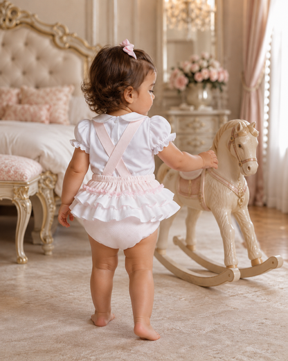 Pink Frill bottom romper set