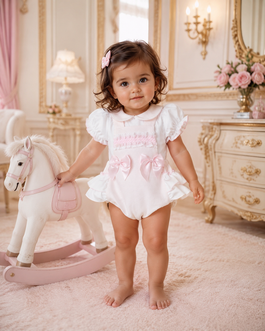 Pink Frill bottom romper set