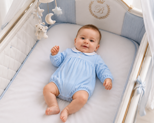 Pastel blue soft velour Romper