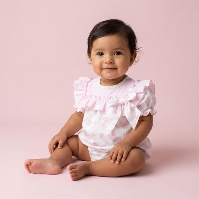 White and Pink Rose Romper
