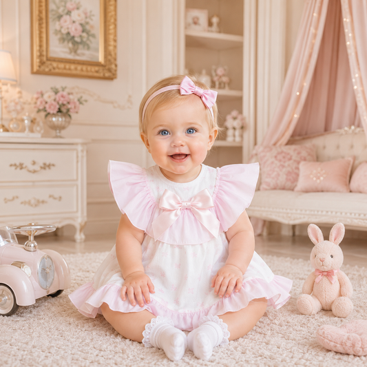 White Heart Print dress & pants set
