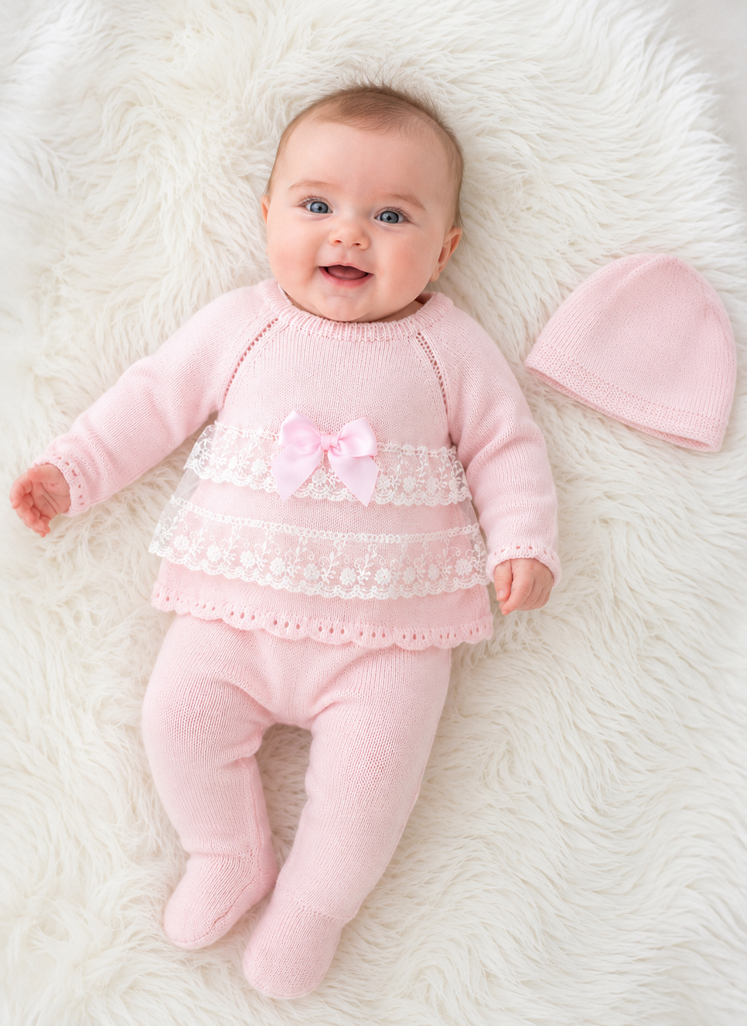Newborn soft knitted 3 piece set