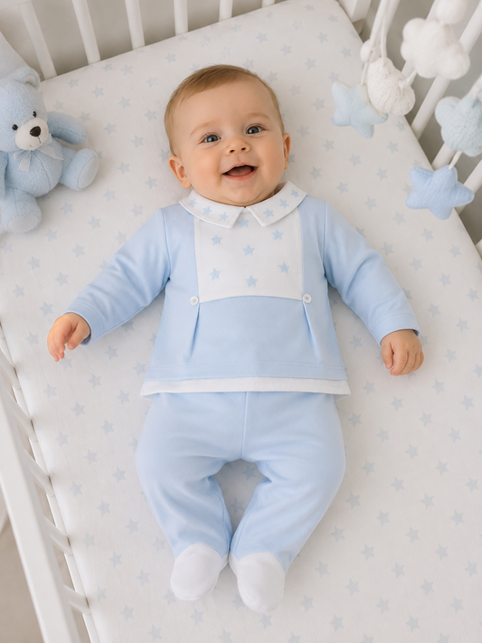 Lovely pastel blue 2 piece outfit.