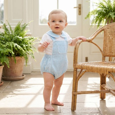 Pale Blue pocket romper set