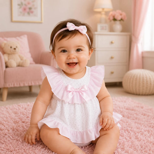 White & Pink dress and pants Set