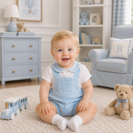 Pale Blue pocket romper set
