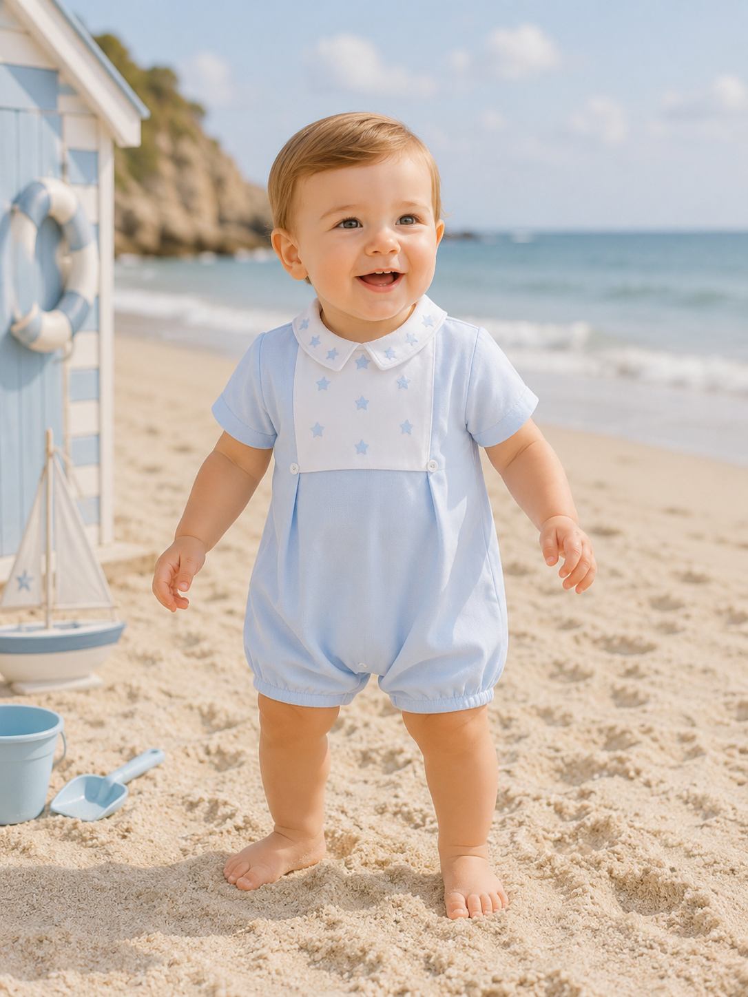 Pastel blue 2 piece outfit.