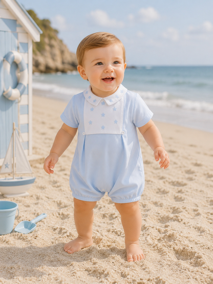 Pastel blue 2 piece outfit.